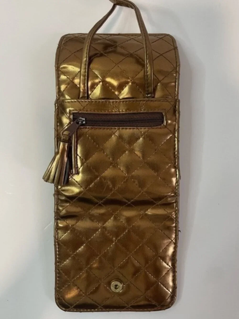 Tri-Fold Rose Gold Quilted Wallet / Crossbody  Mini Purse